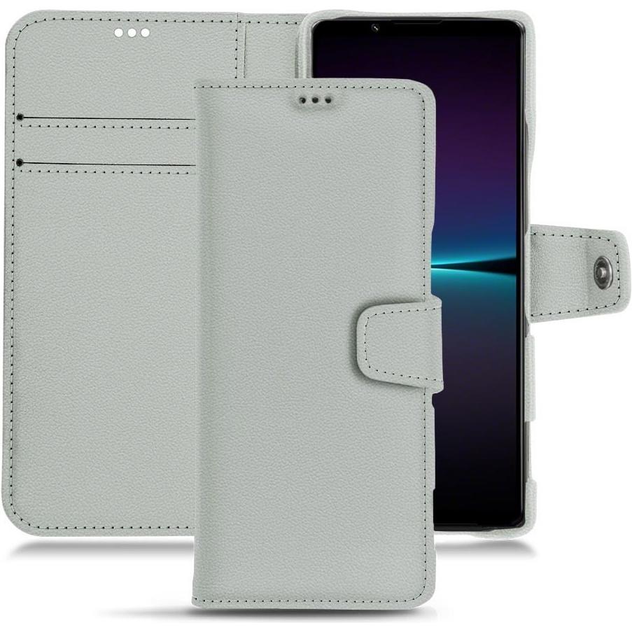 Noreve Lederschutzhülle Wallet (Sony Xperia 1 IV), Smartphone Hülle, Grau