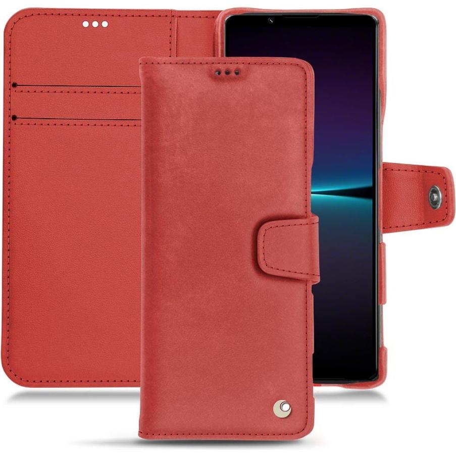 Noreve Lederschutzhülle Wallet (Sony Xperia 1 IV), Smartphone Hülle, Rot