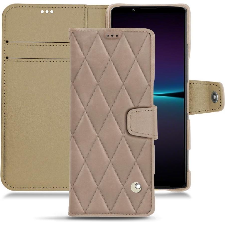 Noreve Lederschutzhülle Wallet (Sony Xperia 1 IV), Smartphone Hülle, Beige