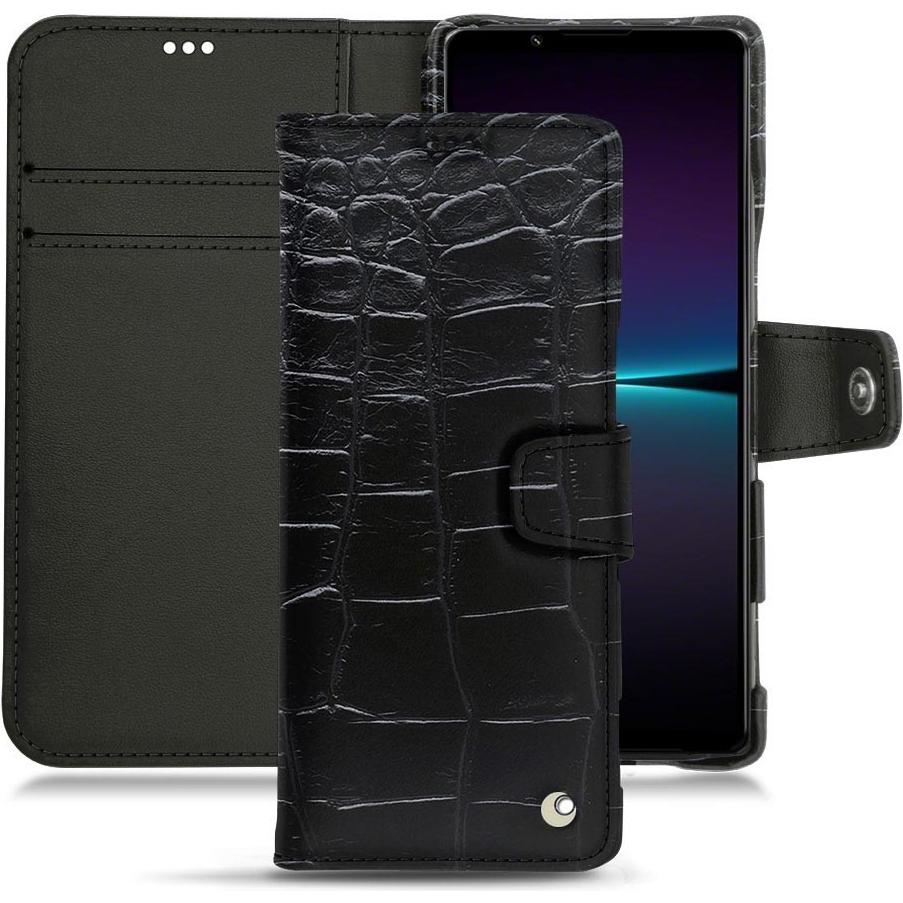Noreve Lederschutzhülle Wallet (Sony Xperia 1 IV), Smartphone Hülle, Schwarz