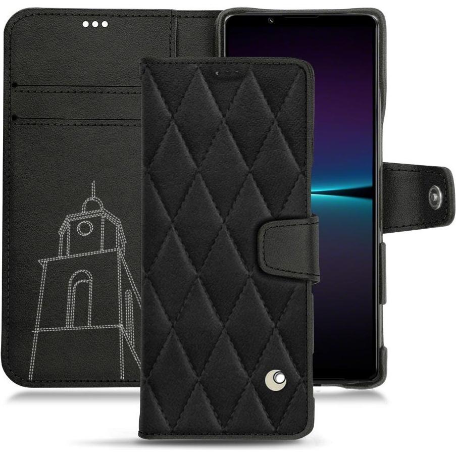 Noreve Lederschutzhülle Wallet (Sony Xperia 1 IV), Smartphone Hülle, Schwarz