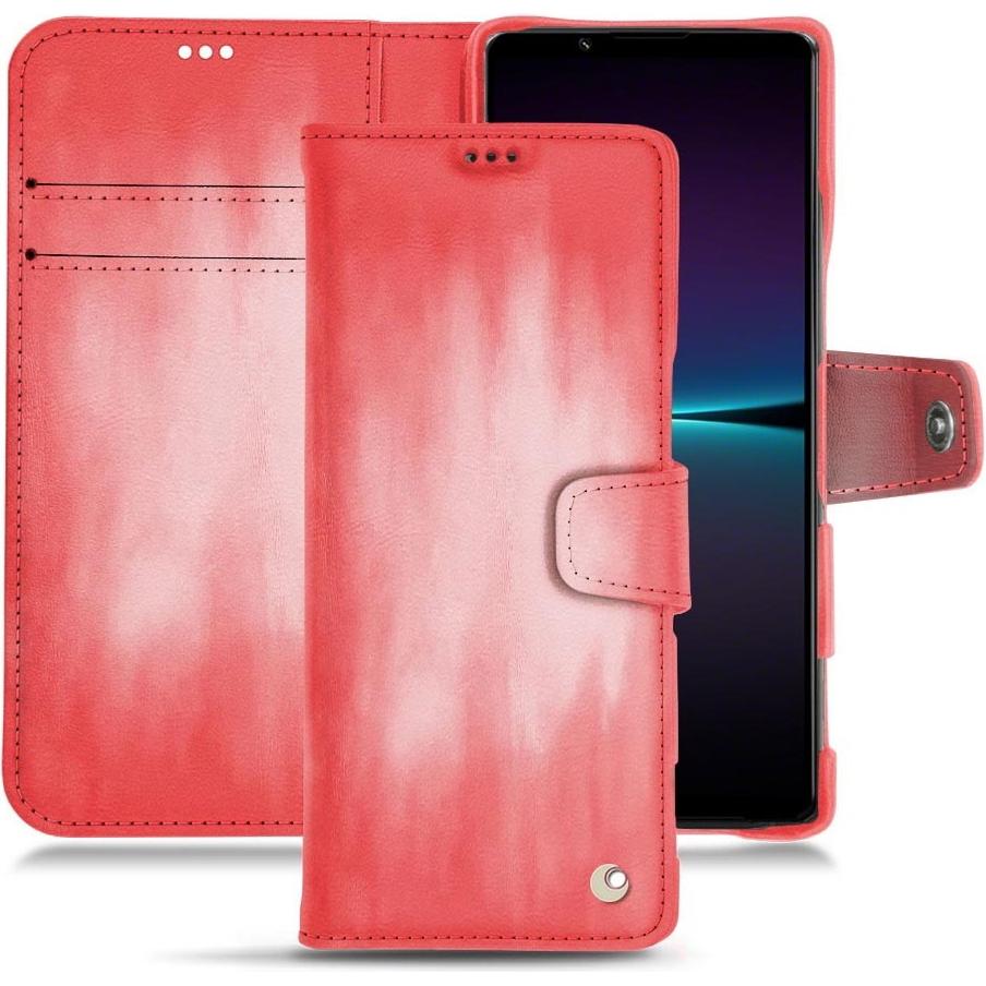 Noreve Lederschutzhülle Wallet (Sony Xperia 1 IV), Smartphone Hülle, Rosa