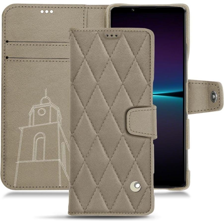Noreve Lederschutzhülle Wallet (Sony Xperia 1 IV), Smartphone Hülle, Beige