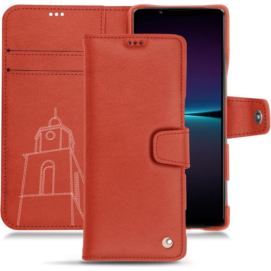 Noreve Lederschutzhülle Wallet (Sony Xperia 1 IV), Smartphone Hülle, Orange