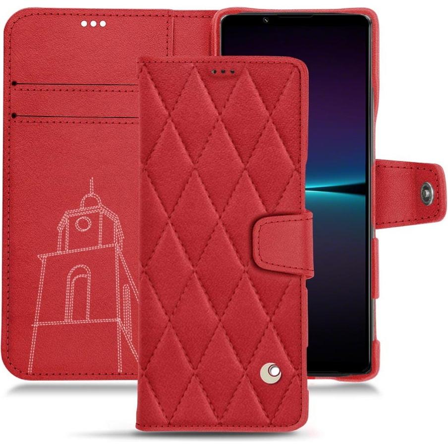 Noreve Lederschutzhülle Wallet (Sony Xperia 1 IV), Smartphone Hülle, Rot