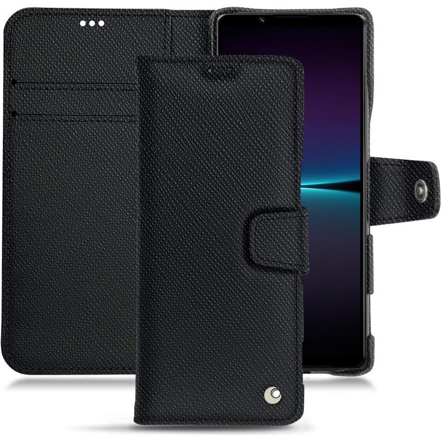 Noreve Lederschutzhülle Wallet (Sony Xperia 1 IV), Smartphone Hülle, Schwarz