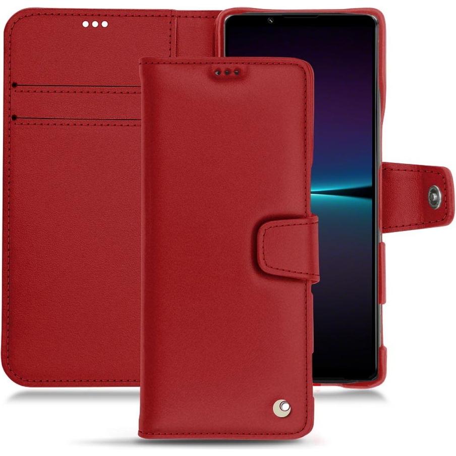 Noreve Lederschutzhülle Wallet (Sony Xperia 1 IV), Smartphone Hülle, Rot