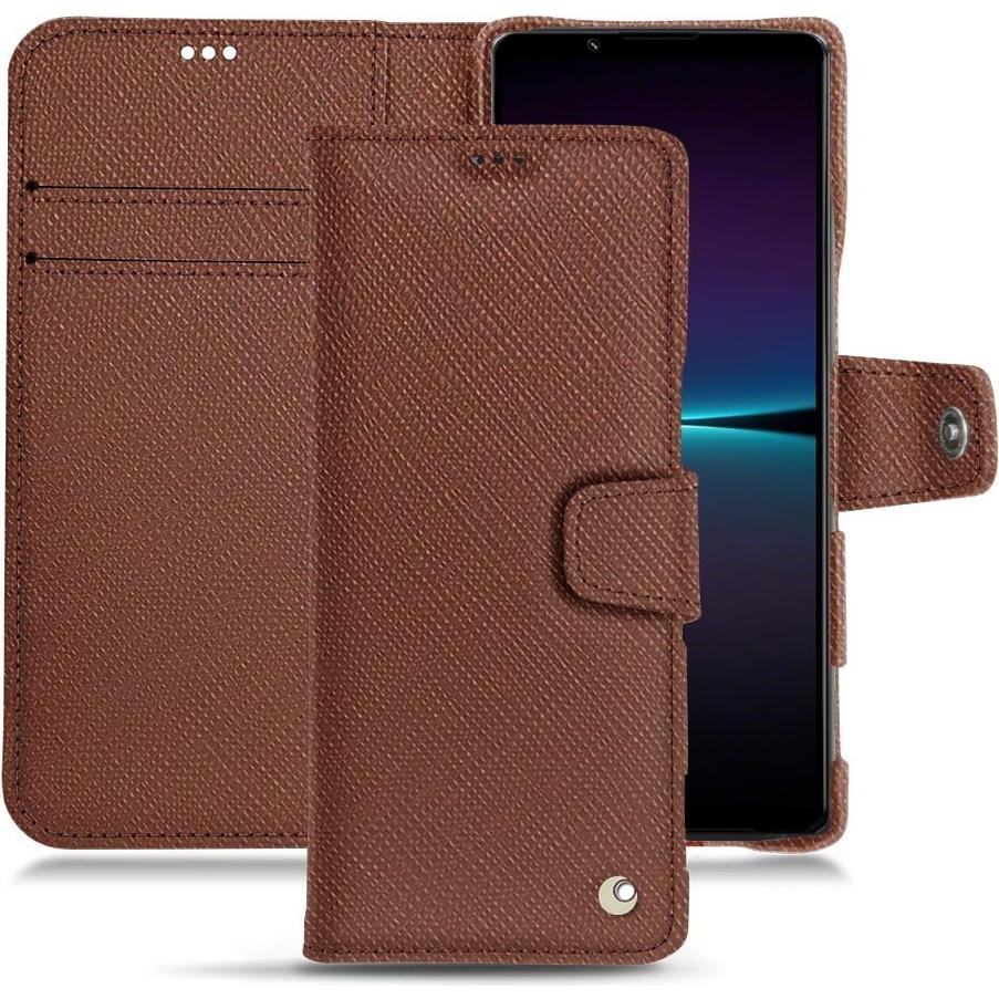 Noreve Lederschutzhülle Wallet (Sony Xperia 1 IV), Smartphone Hülle, Braun