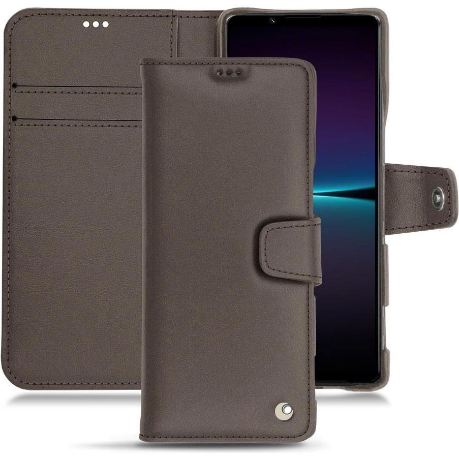 Noreve Lederschutzhülle Wallet (Sony Xperia 1 IV), Smartphone Hülle, Grau