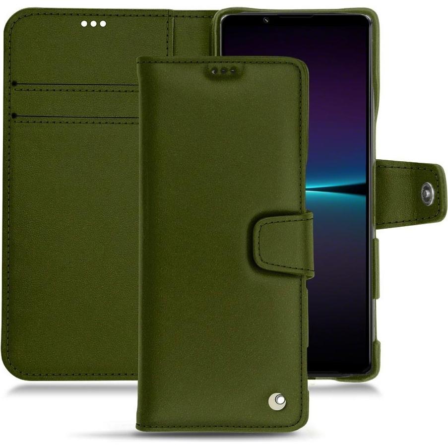 Noreve Lederschutzhülle Wallet (Sony Xperia 1 IV), Smartphone Hülle, Grün
