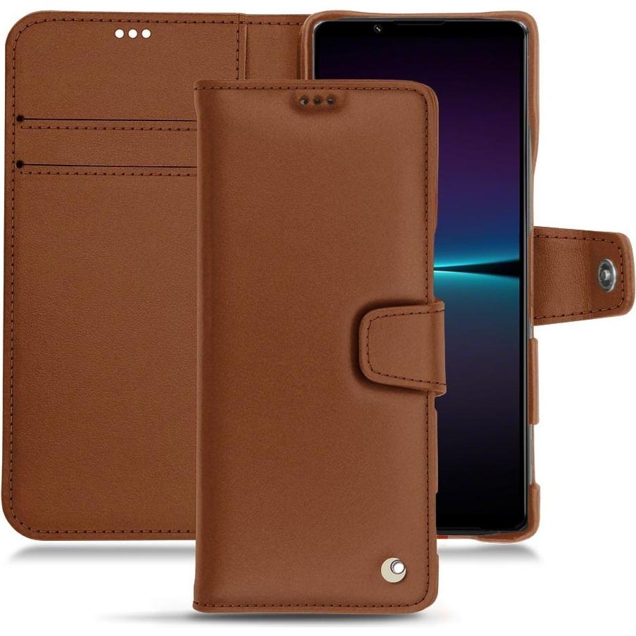 Noreve Lederschutzhülle Wallet (Sony Xperia 1 IV), Smartphone Hülle, Braun