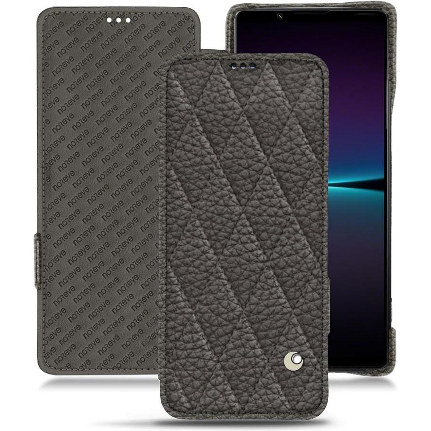 Noreve Lederschutzhülle horizontal (Sony Xperia 1 IV), Smartphone Hülle, Grau