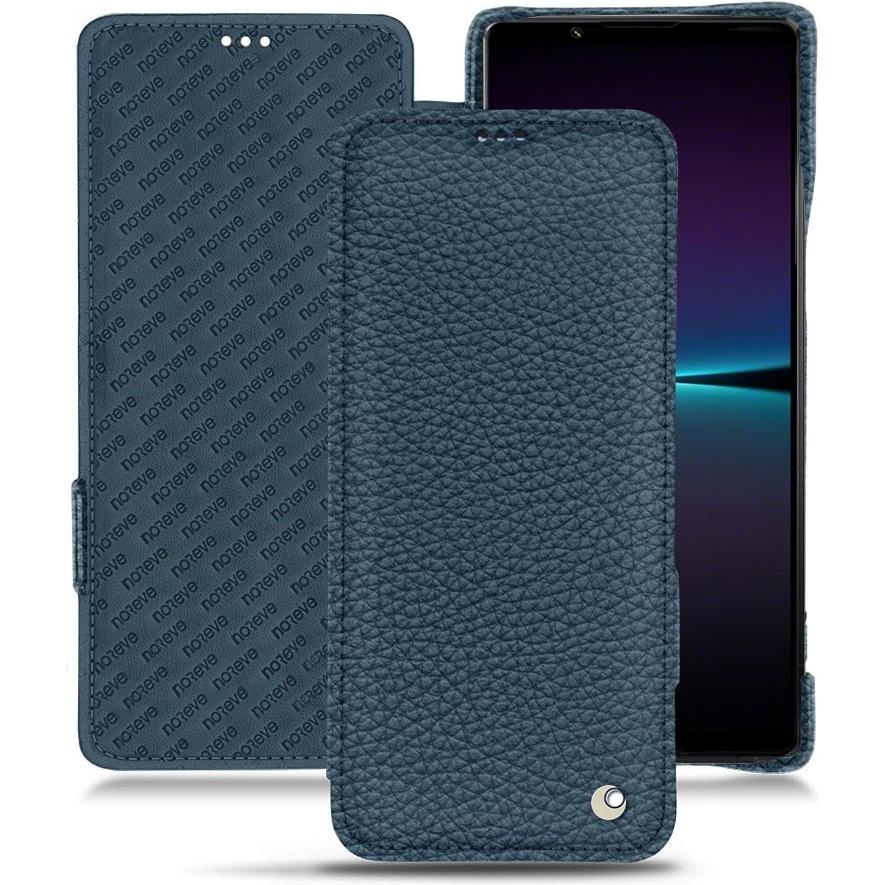 Noreve Lederschutzhülle horizontal (Sony Xperia 1 IV), Smartphone Hülle, Blau