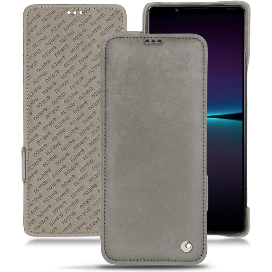 Noreve Lederschutzhülle horizontal (Sony Xperia 1 IV), Smartphone Hülle, Grau