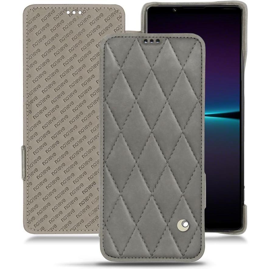 Noreve Lederschutzhülle horizontal (Sony Xperia 1 IV), Smartphone Hülle, Grau
