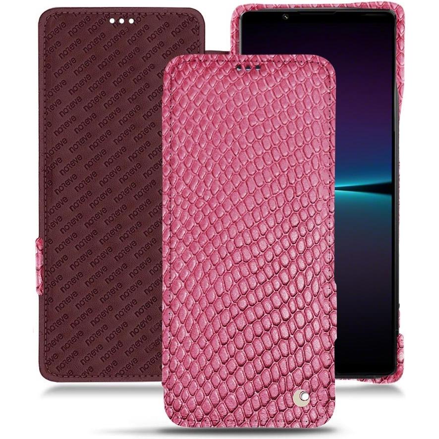 Noreve Lederschutzhülle horizontal (Sony Xperia 1 IV), Smartphone Hülle, Rosa