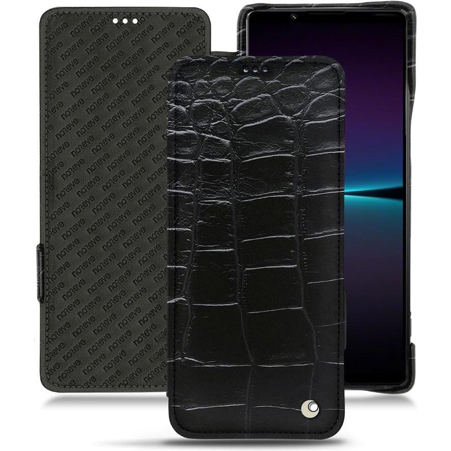 Noreve Lederschutzhülle horizontal (Sony Xperia 1 IV), Smartphone Hülle, Schwarz