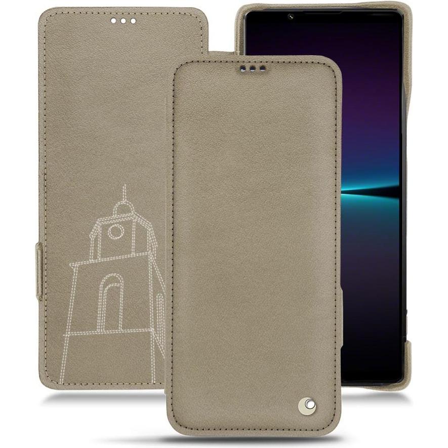 Noreve Lederschutzhülle horizontal (Sony Xperia 1 IV), Smartphone Hülle, Beige
