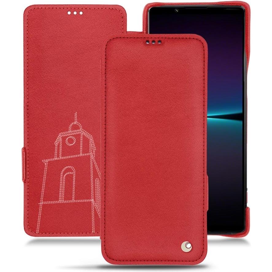Noreve Lederschutzhülle horizontal (Sony Xperia 1 IV), Smartphone Hülle, Rot