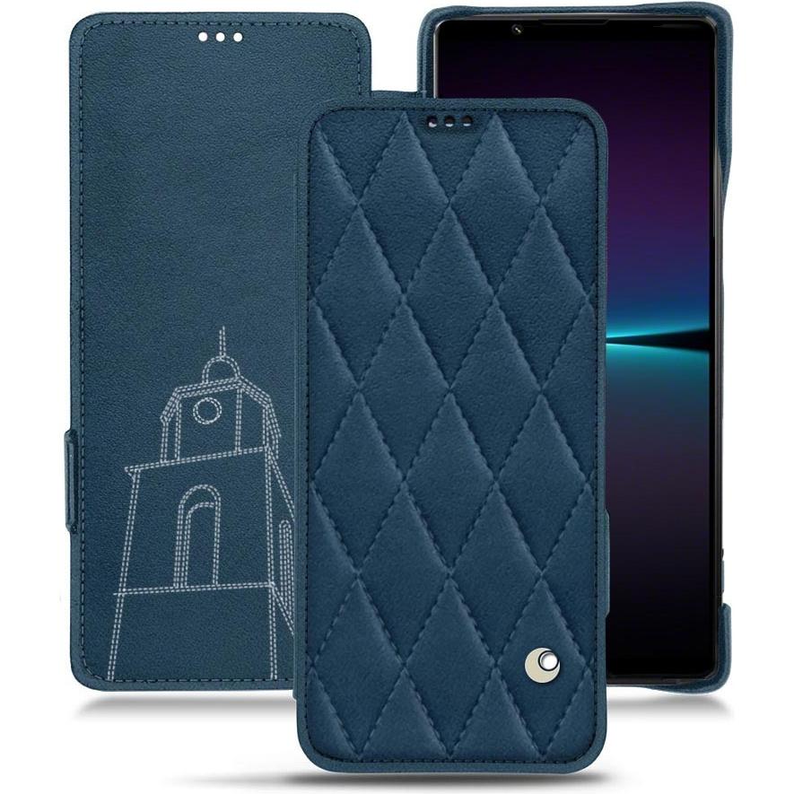 Noreve Lederschutzhülle horizontal (Sony Xperia 1 IV), Smartphone Hülle, Blau