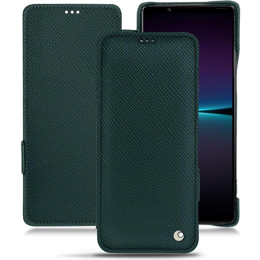 Noreve Lederschutzhülle horizontal (Sony Xperia 1 IV), Smartphone Hülle, Grün