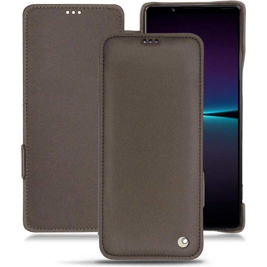 Noreve Lederschutzhülle horizontal (Sony Xperia 1 IV), Smartphone Hülle, Grau