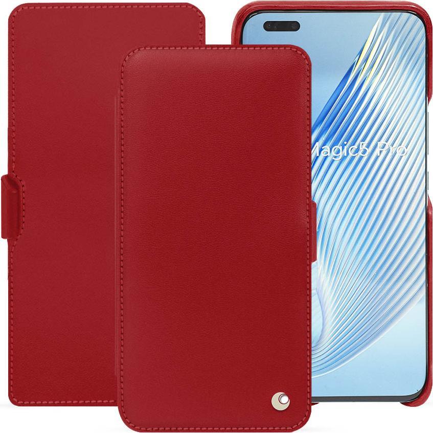 Noreve Lederschutzhülle horizontal (Honor Magic5 Pro), Smartphone Hülle, Rot