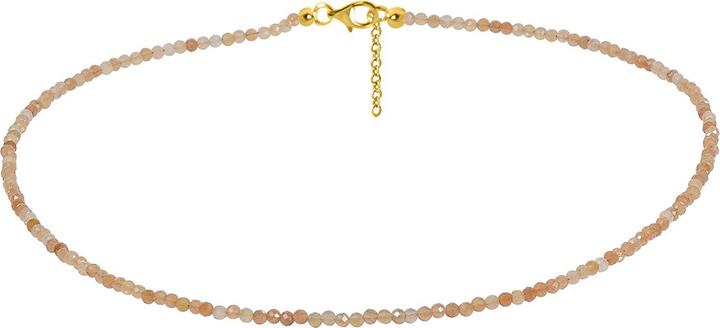 Immagine prodotto Xen Collana di avventurina arancione sfaccettata da 3 mm 48 + 5 cm argento 925 placcato oro (Argento 925, 48 cm)