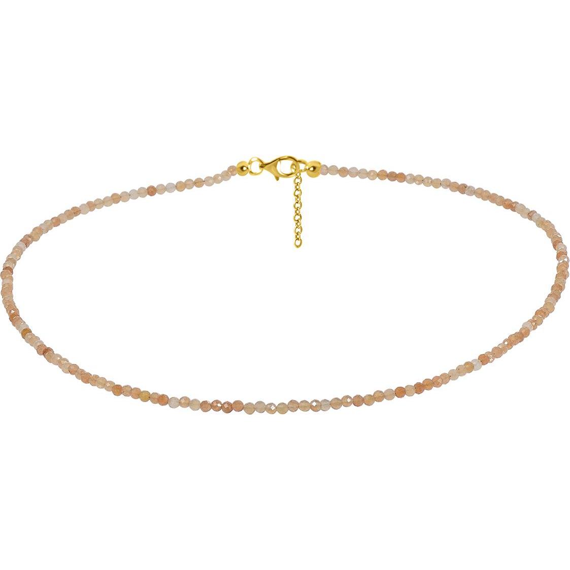 Xen, Halsschmuck, Aventurin- Collier orange 3 mm facettiert 48 + 5 cm 925 Silber vergoldet, (925 Sterling Silber, 48 cm)