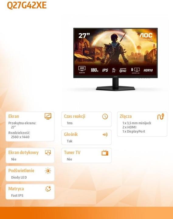 Image du produit AOC Q27G42XE (2560 x 1440 pixels, 27")