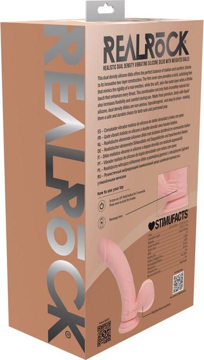Produktbild RealRock Dual Density Rechargeable Liquid Silicone Vibrator - Curved with Weighted Balls - 6 / 15 cm - Flesh