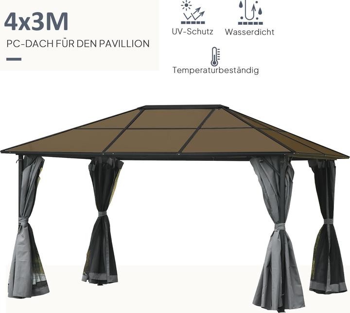 Produktbild Outsunny Gartenpavillon mit Reissverschlüssen (300 cm, 400 cm)