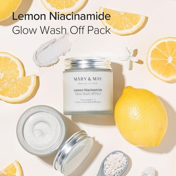 Actual product image Mary&May MARY & MAY - Brightening Face Mask Lemon Niacinamide Glow Wash off Pack 125 g