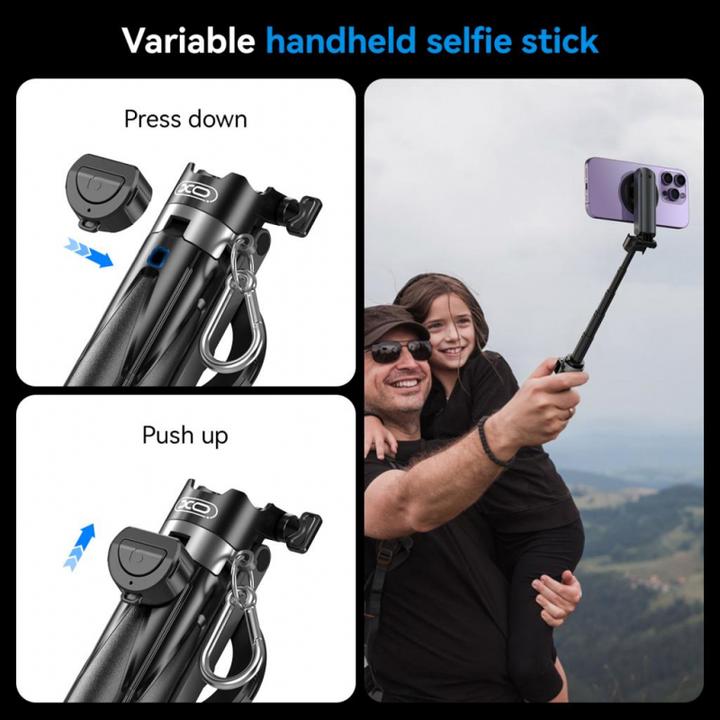 Actual product image xO selfie stick Bluetooth tripod SS22 black magnetic