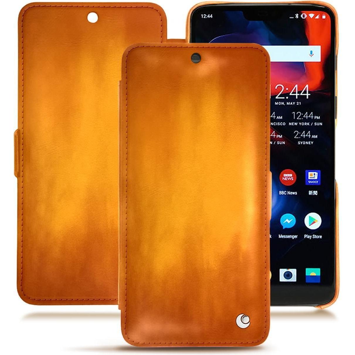 Thumbnail - Noreve Lederschutzhülle horizontal (OnePlus 6), Smartphone Hülle, Orange