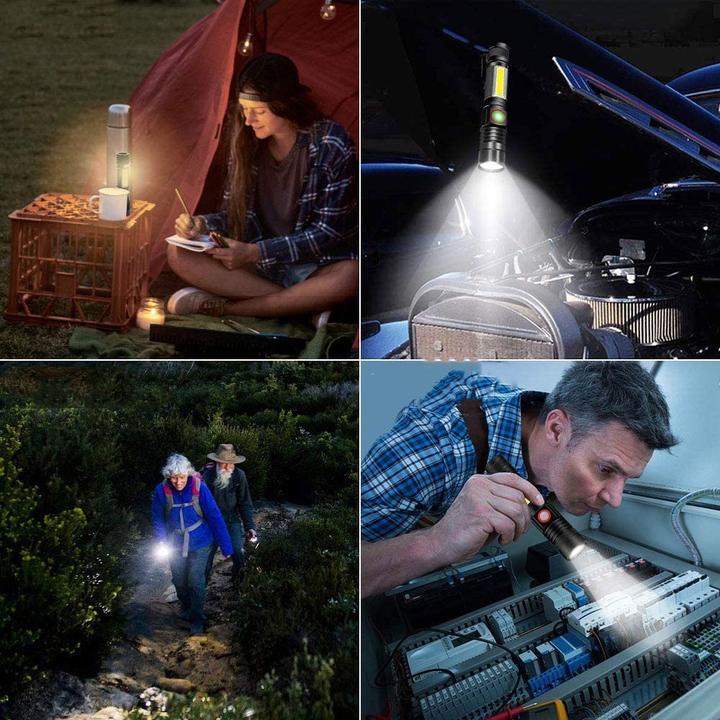 Actual product image Werkstein 800LM USB LED Mini Taschenlampen mit Magnet aus Aluminium (Wiederaufladbar) - Schwarz 2er Set (10.80 cm, 800 lm)