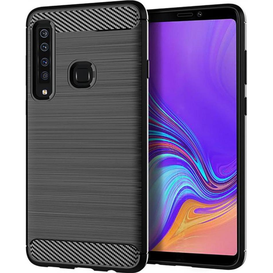 Screenguard Samsung Galaxy A9 2018 Hülle Carbon Brushed Soft TPU (Samsung Galaxy A9 (2018)), Smartphone Hülle, Schwarz