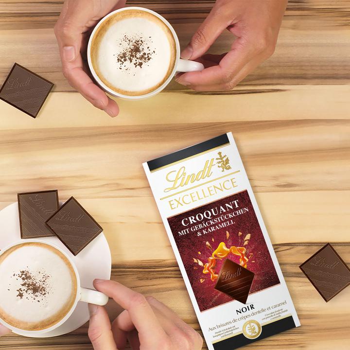 Produktbild Lindt Excellence Dunkel mit Gebäckstückchen & Caramel (100 g)
