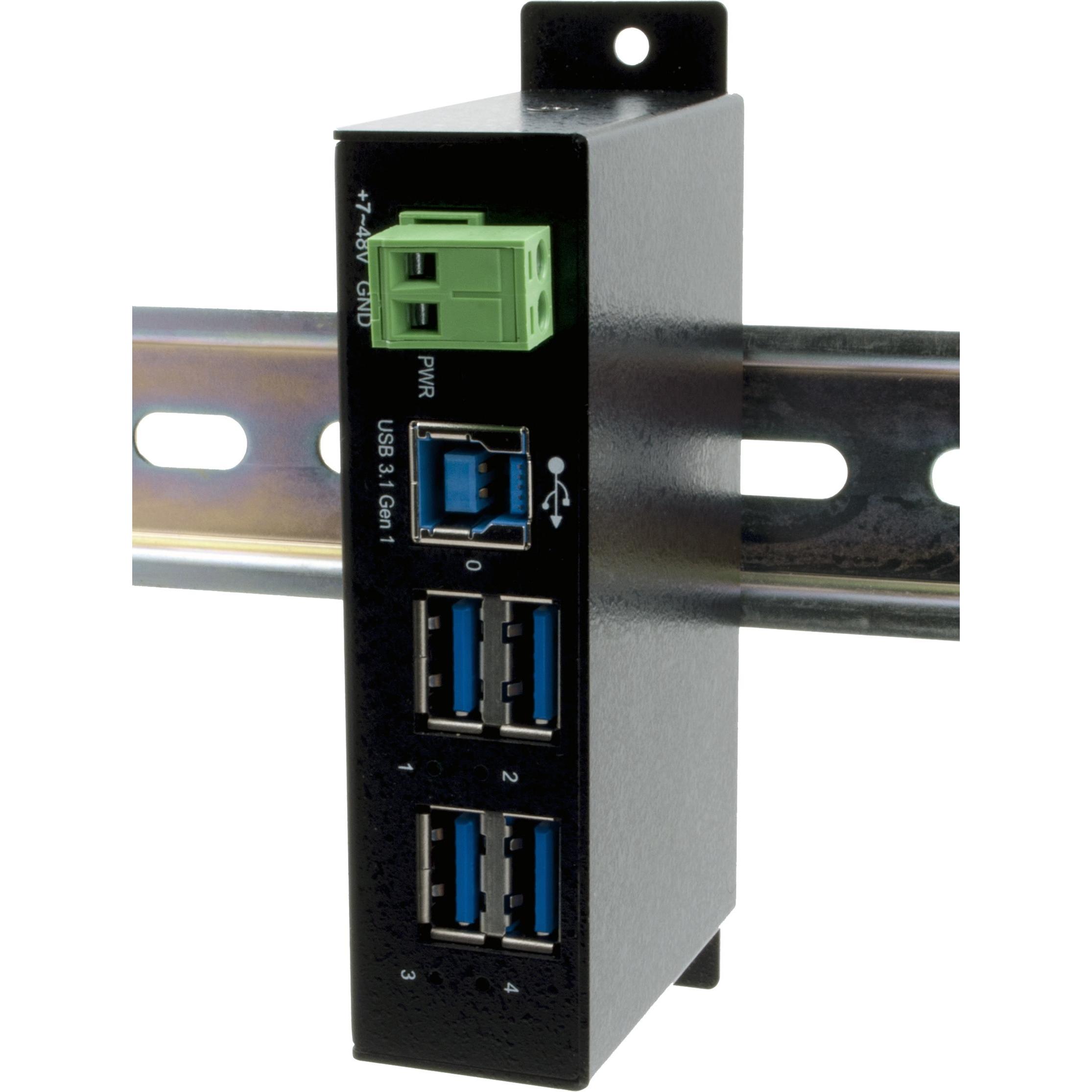 Exsys USB-Hub EX-1504HMS (USB-B, 4 Ports), Dockingstation + USB Hub, Schwarz