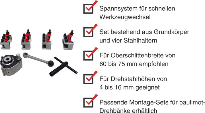 Paulimot Schnellwechsel-Stahlhalter-Set, passend für "System Multifix", Grösse Ab