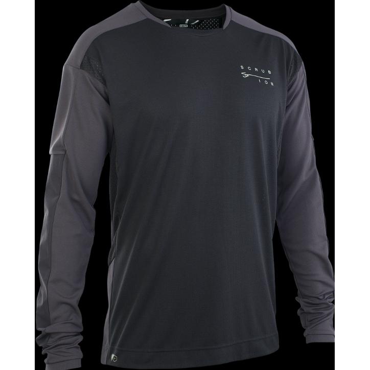 ION, Herren, Velotrikot, Bike Jersey Scrub Amp LS BAT men - black (S), Schwarz, S