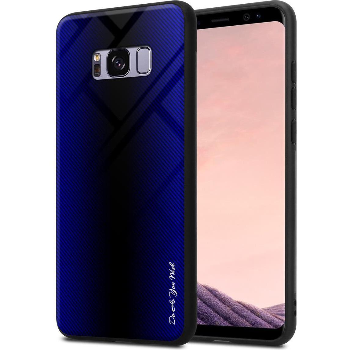 Cadorabo TPU Gestreiftes Glas Cover (Samsung Galaxy S8+), Smartphone Hülle, Violett