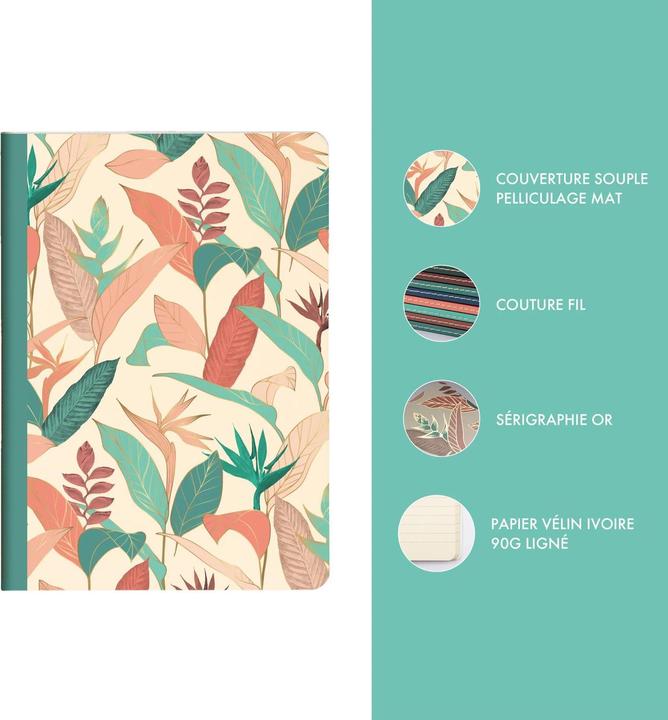 Image du produit Clairefontaine Gaïa beige, Piqure f il A5 96P L ass. (A5, À rayures, Couverture souple)