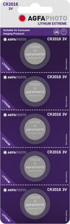 Produktbild AGFAPHOTO Knopfzelle CR 2016 Lithium 3 V 5 St. (5 Stk., CR2016)