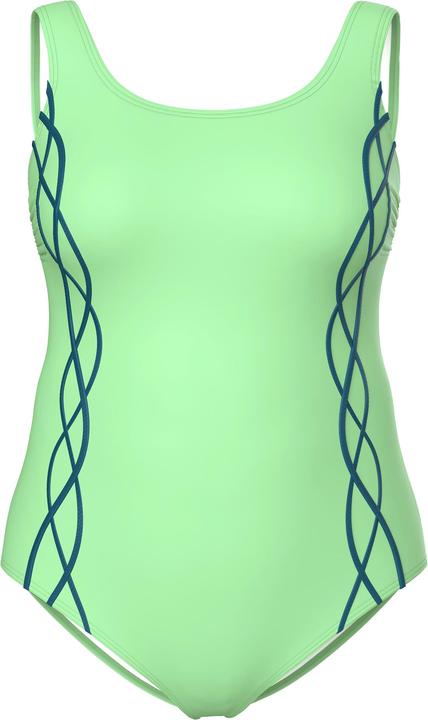 Actual product image Ulla Popken Squiggle Piped Scoop Neck Front Lined Swimsuit (42)