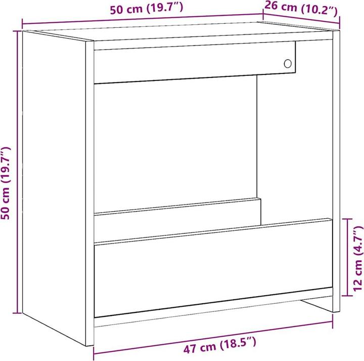Immagine prodotto vidaXL Beistelltisch Artisan-Eiche 50x26x50 cm Holzwerkstoff Akzenttisch (50 x 26 x 50 cm)