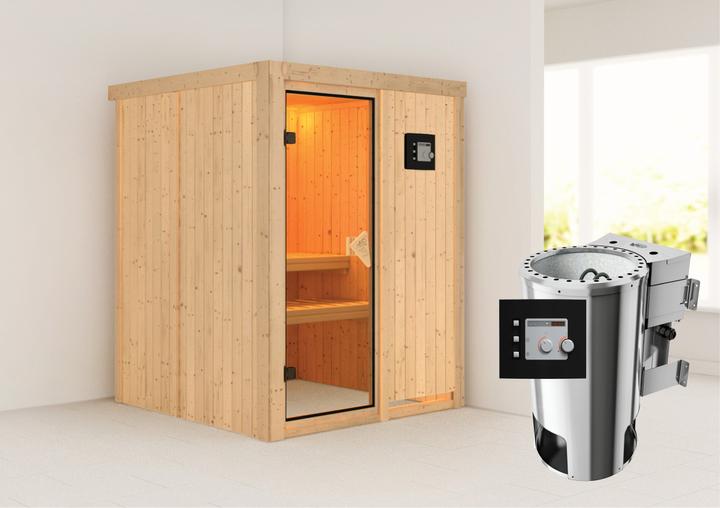 Actual product image Karibu Minja without roof rim (Plug & Play 3,6 KW - Bio external control)