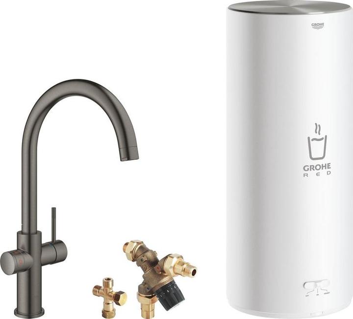 Grohe Rood 3IN1 kokendwaterkraan - C Uitloop - 7L boiler - mengventiel - hard grafiet geborsteld (mat antr