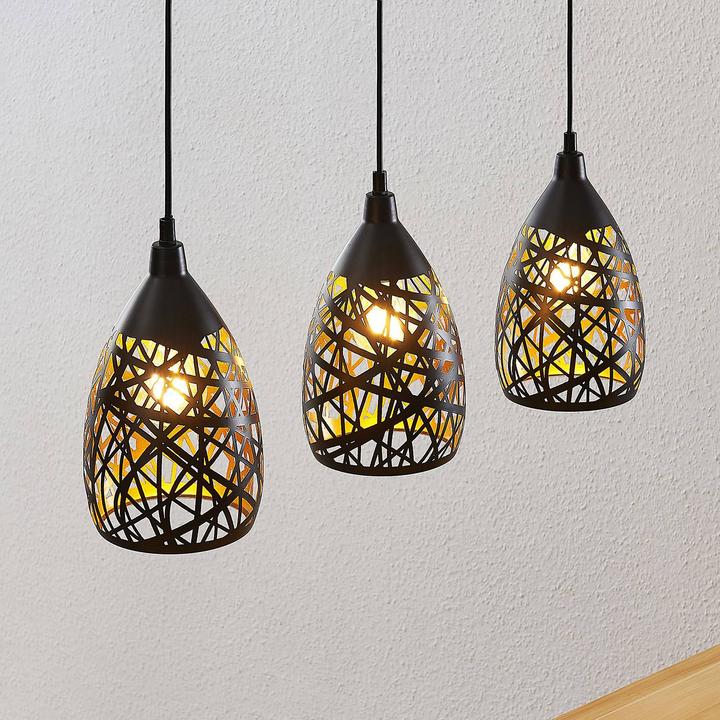 Produktbild Lindby Marcello 3 Pendelleuchte Black/Gold (E27)