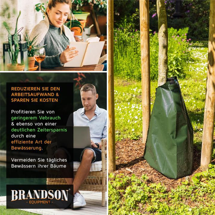 Actual product image Brandson 3x Bewässerungssack, Bewässerungssystem, Bewässerungsbeutel 75 L, Ösen für Diebstahlschutz (Irrigation kit)